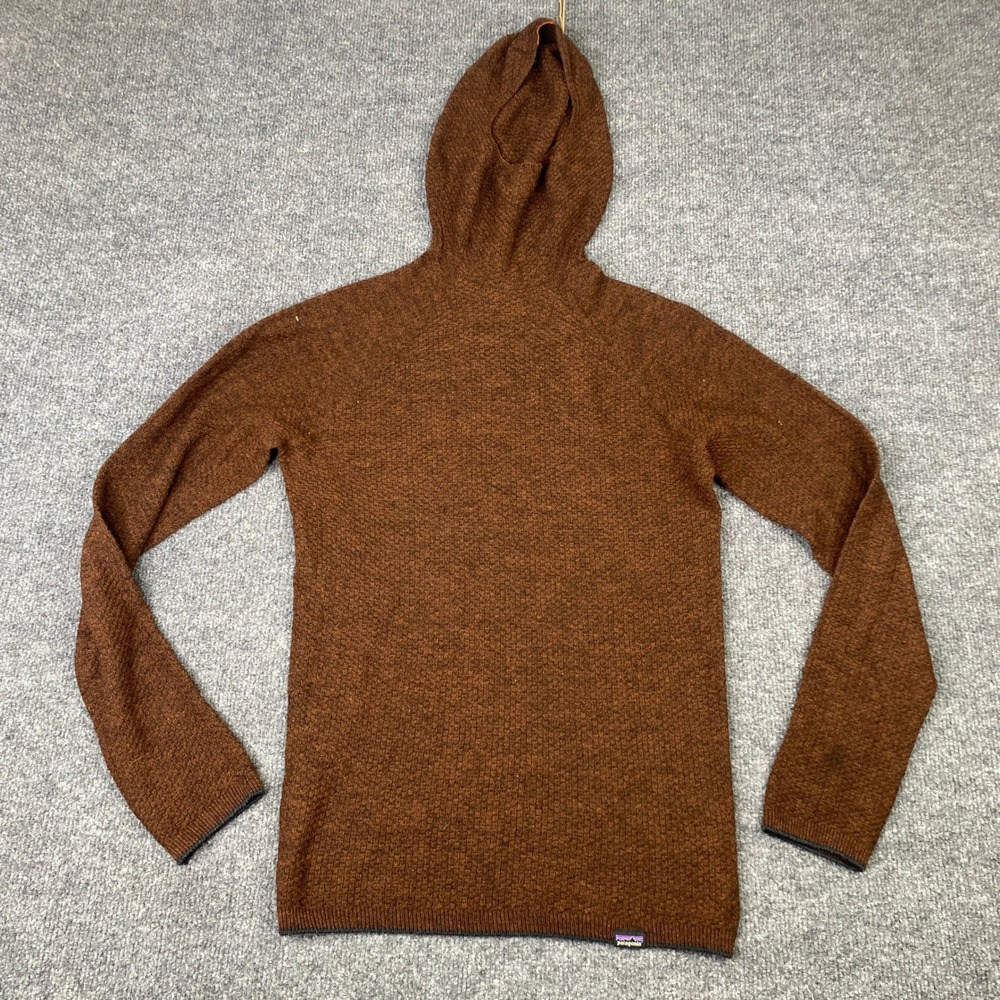 Patagonia Womens XS Brown Marled Knit Hooded Pullover Sweater Outdoor Layer